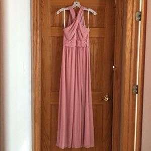 Long chiffon crisscross bridesmaid dress